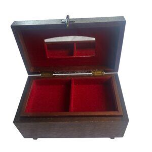 Wooden Jewelry Box TRUE VINTAGE 8.5" x 5"